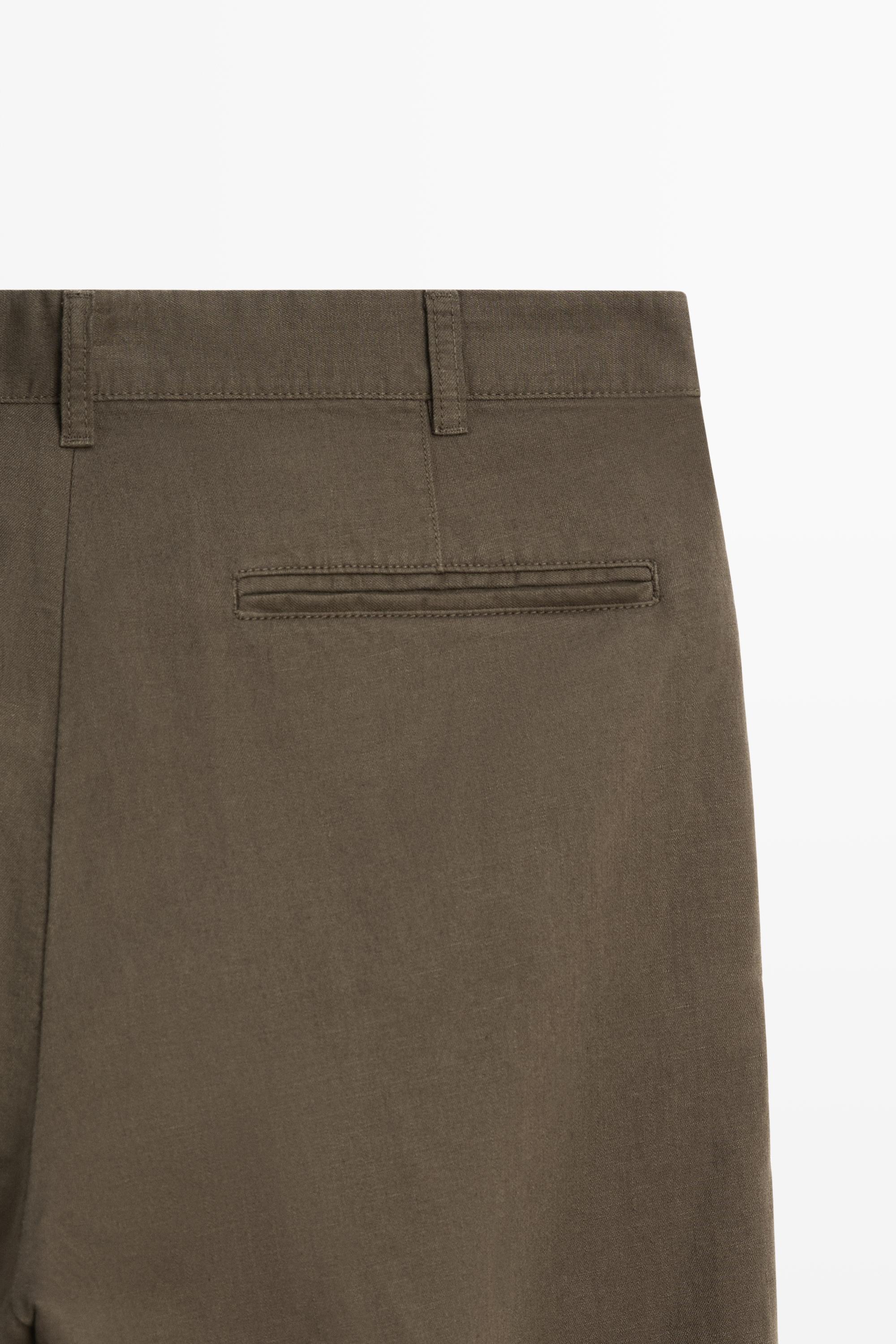 Linen and cotton straight-leg pants